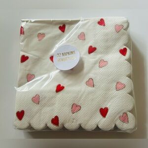 32 Meri Meri Napkins 6.5” Pink Red Hearts made in Malaysia Scalloped Edges
